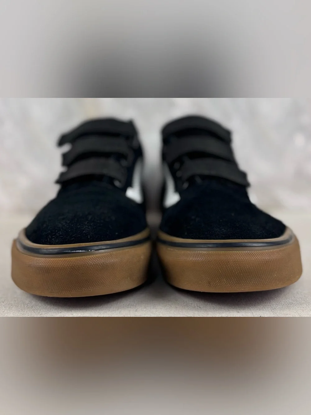 Vans Old Skool V Black White Gum Velcro Sneakers Men’s 10